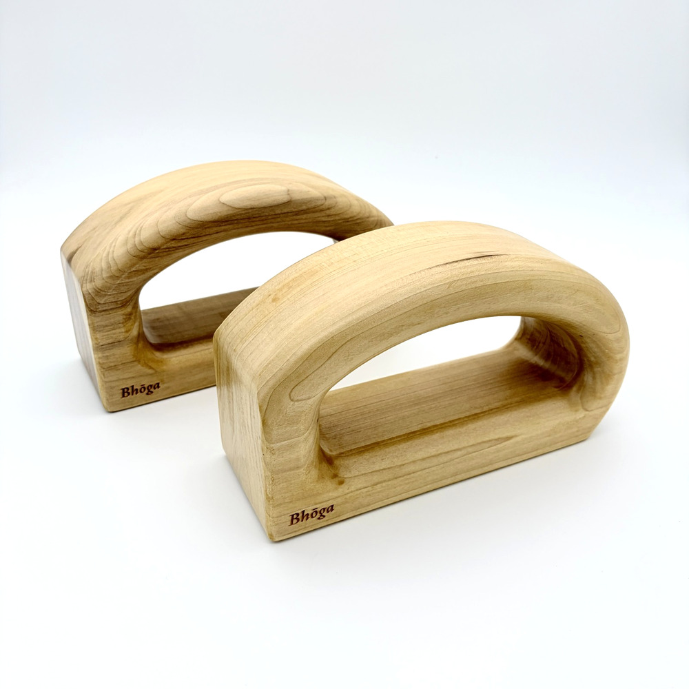 Yoga Blocks Set 2 Bhoga Infinity Hand Carved Solid Wood Ergonomic Luxury Props